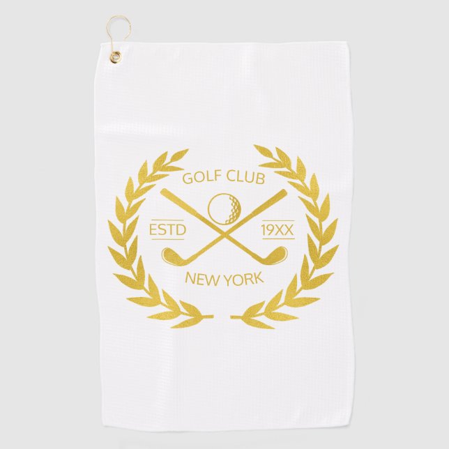 Toalla De Golf Club de Golf personalizado Gold Elegant Minimal mo (Anverso)