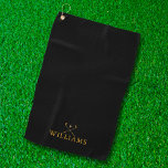 Toalla De Golf Clubes De Golf Black And Gold Custom Name<br><div class="desc">Personalice el nombre en la tipografía clásica para crear un regalo de golf único y mantenerlo para cualquier golfista. Diseñado por Thisisnotme©</div>