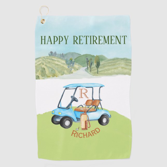 Toalla De Golf Clubes monograma de nombres personalizados (Anverso)