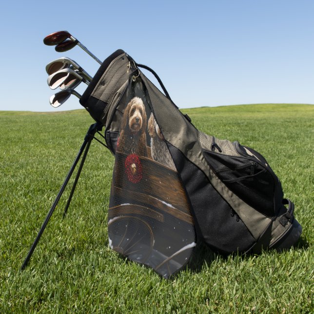 Toalla De Golf Cockapoo Trineo Nevado Adorno Navidad    (Verde)