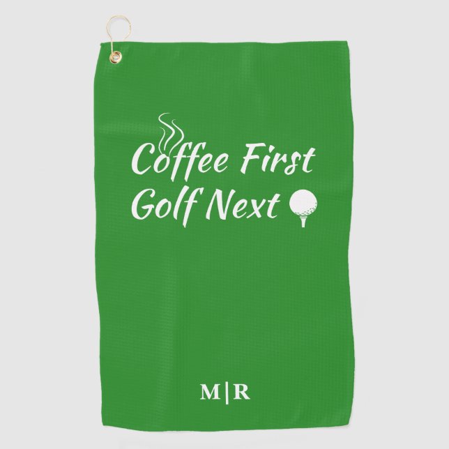Toalla De Golf Coffee First Golf Next Humor Cita (Anverso)
