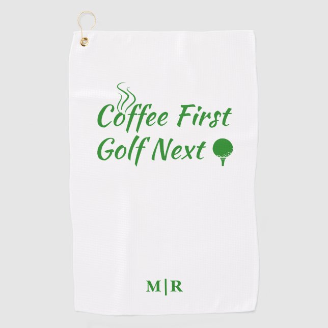 Toalla De Golf Coffee First Golf Next Humor Cita (Anverso)