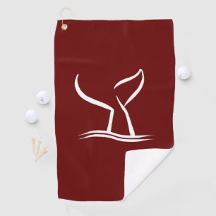 Toalla De Golf Cola blanca de ballena roja oscura
