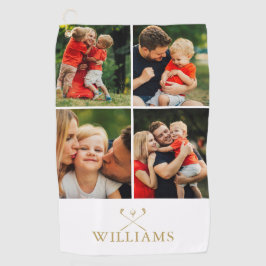 Toalla De Golf Collage de fotos de nombres personalizados de oro