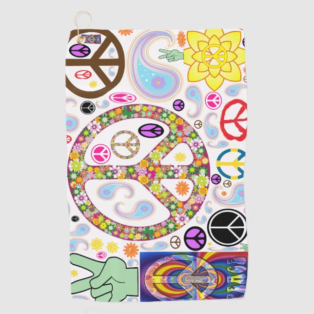 Toalla De Golf Collage de Peace & Paisley (Anverso)