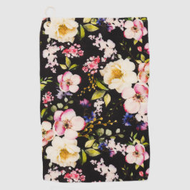 Toalla De Golf Color de agua rosa Rozas amarillas fondo negro