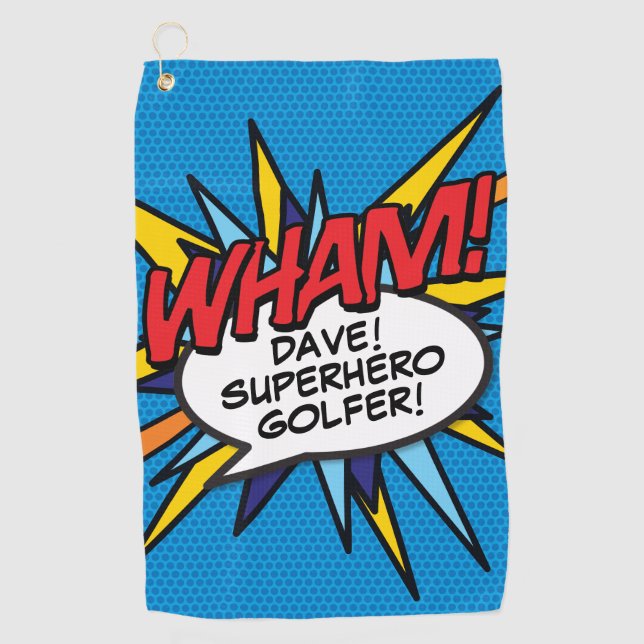 Toalla De Golf Cómic Personalizado Divertido WHAM (Anverso)
