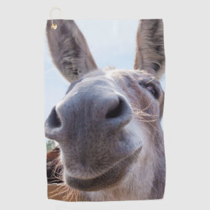 Toalla De Golf Cómico burro sonriente gris