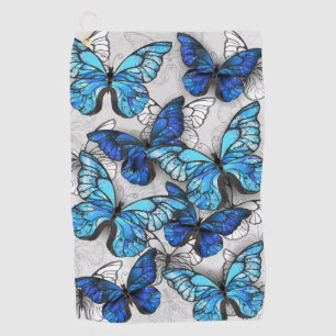 Toalla De Golf Composición de las mariposas blancas y azules