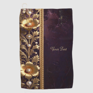 Toalla de Golf con Adorno Floral Dorado