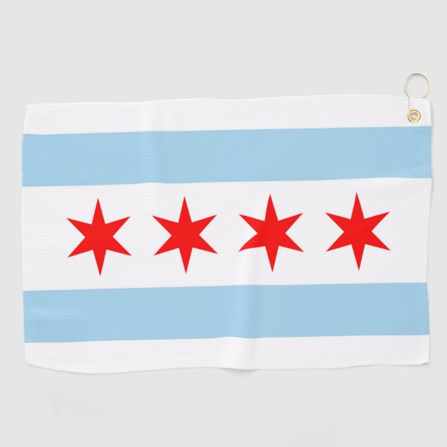 Toalla de golf con bandera de Chicago, Illinois, E (Horizontal)