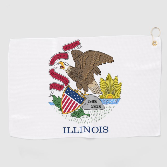 Toalla de golf con bandera de Illinois, Estados Un (Horizontal)