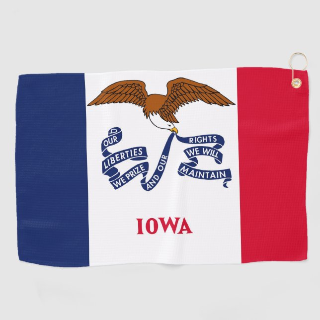Toalla de golf con bandera de Iowa, Estados Unidos (Horizontal)
