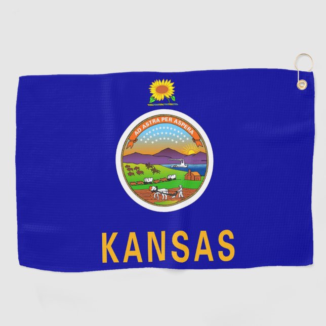 Toalla de golf con bandera de Kansas, Estados Unid (Horizontal)