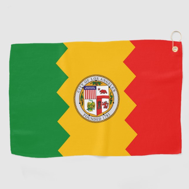Toalla de golf con bandera de Los Ángeles, Estados (Horizontal)