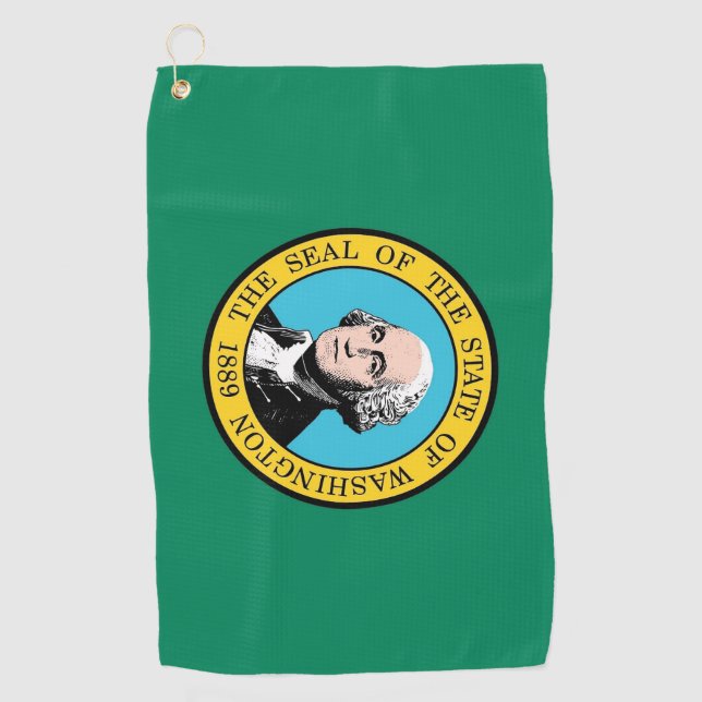 Toalla de golf con bandera del estado de Washingto (Anverso)