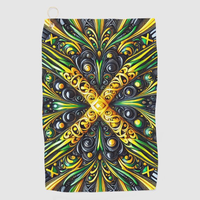 Toalla de golf con colores jamaicanos (Anverso)