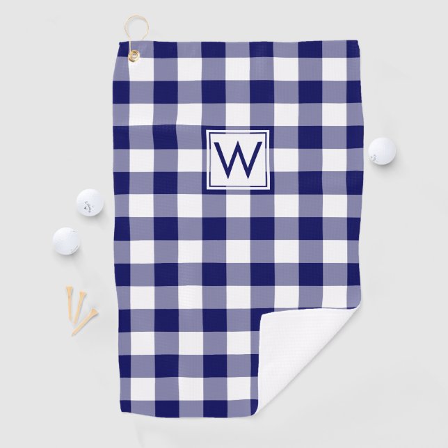 Toalla de Golf con Estampado de Cuadros Azul Marin (In situ)