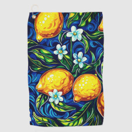 Toalla de golf con estampado de majólica de limón 