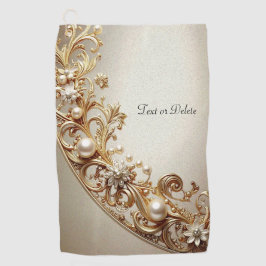 Toalla de Golf con Floritura Dorada Ornamentada