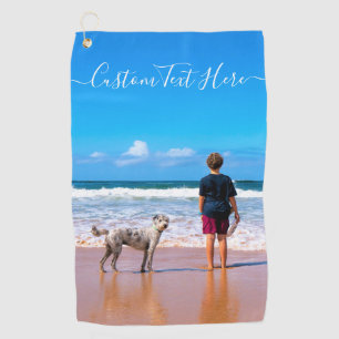 Toalla de golf con foto personalizada y texto pers