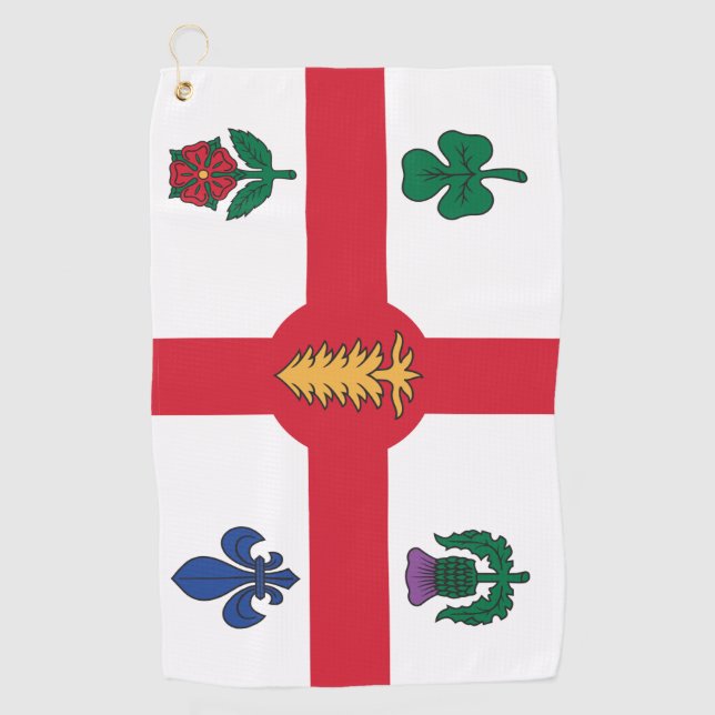 Toalla de golf con la bandera de Montreal, Canadá (Anverso)