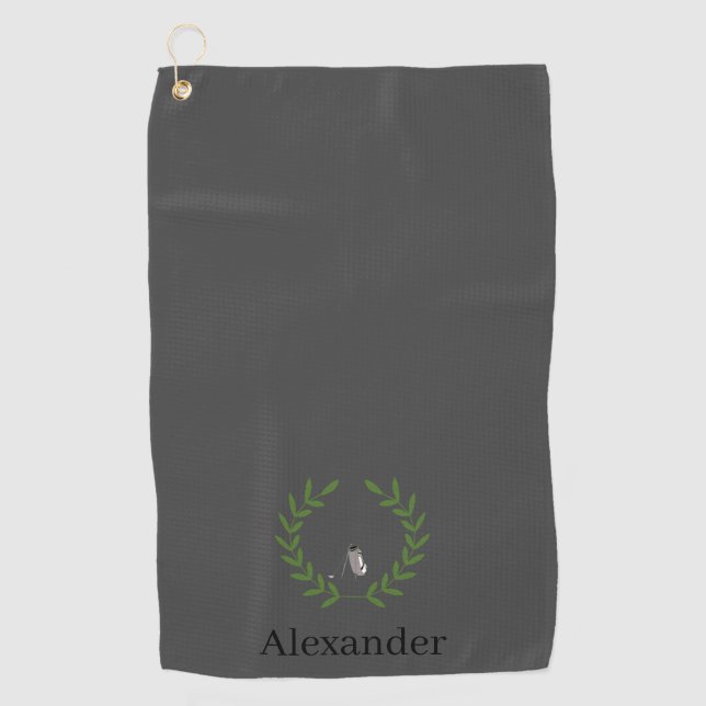 Toalla de golf con Laurel Wreath y bolsa de golf (Anverso)