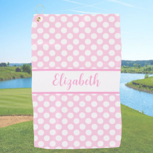 Toalla de golf con lunares rosados personalizada c