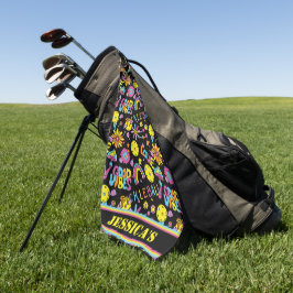 Toalla De Golf Con nombre, Groovy, retro 90, negro