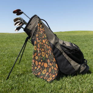 Toalla de golf con patrón de otoño rústico dibujad