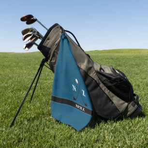 toalla de golf con su nombre e iniciales (azul ele