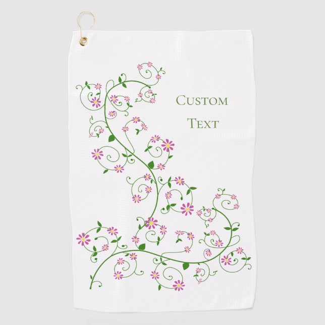 Toalla de Golf con Texto Personalizado Flor de Ros (Anverso)
