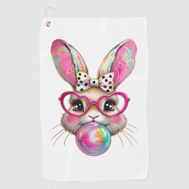 Toalla De Golf Conejo de Pascua Feliz Coqueta Pincelada Pascua (Anverso)