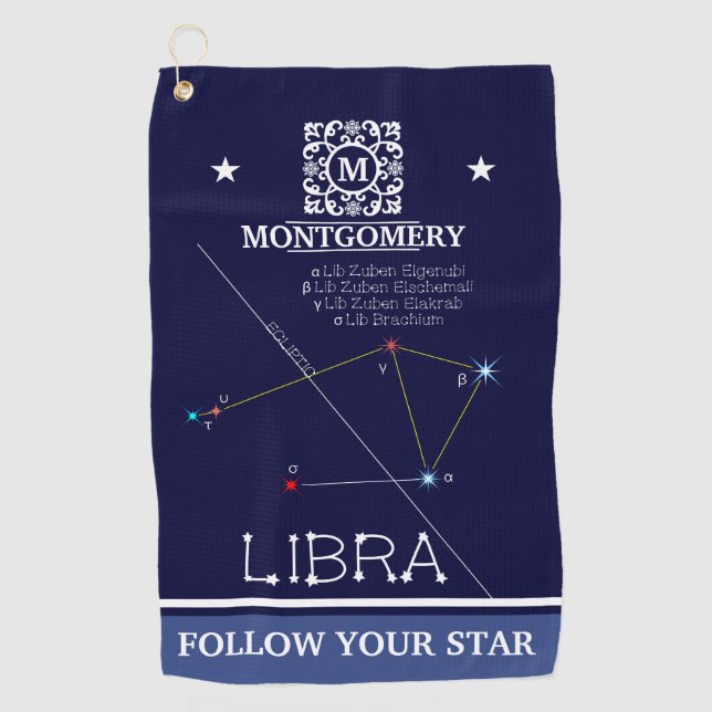 Toalla De Golf Constelación de Zodiac Libra (Anverso)