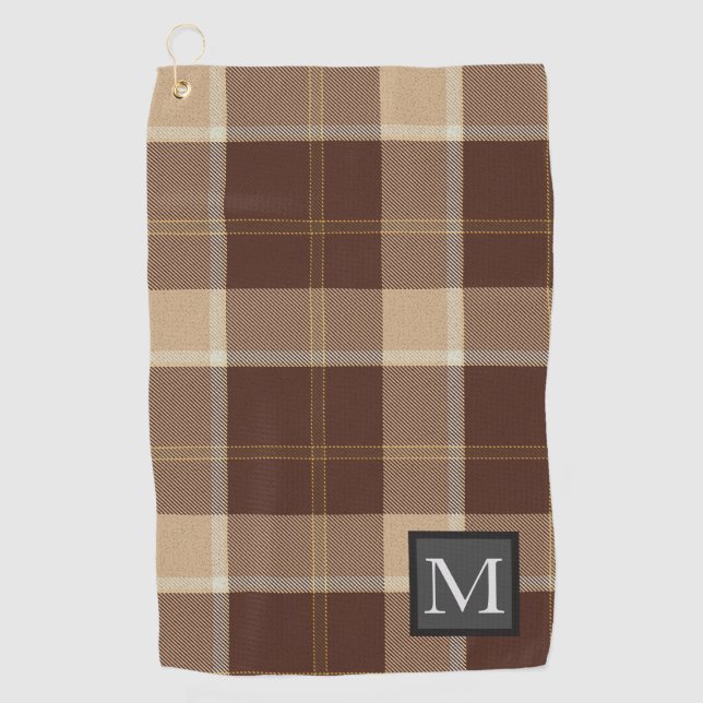 Toalla De Golf Cookies y Cream TARTAN Brown Monogramado (Anverso)