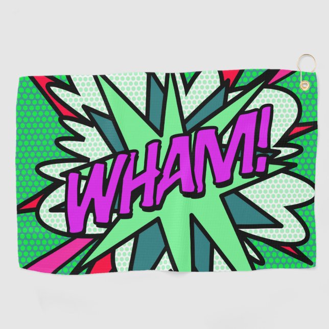 Toalla De Golf Cool Modern Comic Book WHAM Superhero (Horizontal)