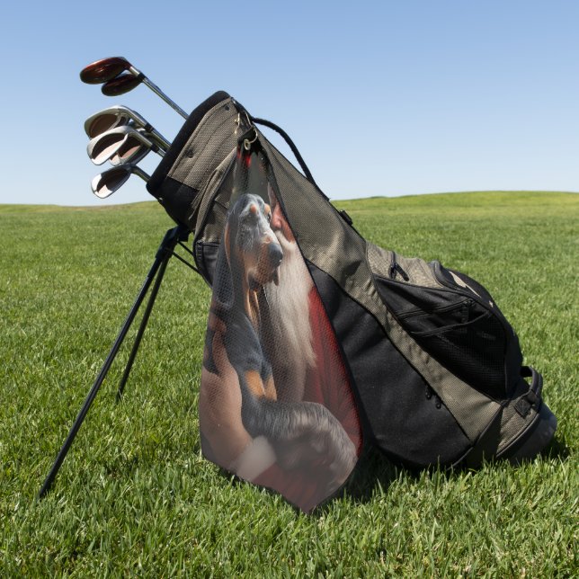 Toalla De Golf Coonhound Bluetick Con Navidades De Santa Claus (Verde)