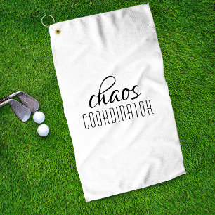 Toalla De Golf Coordinador de caos - Texto tipográfico en blanco