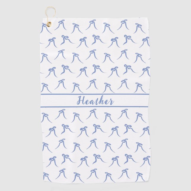 Toalla De Golf Coquette Blue and White Bows (Anverso)