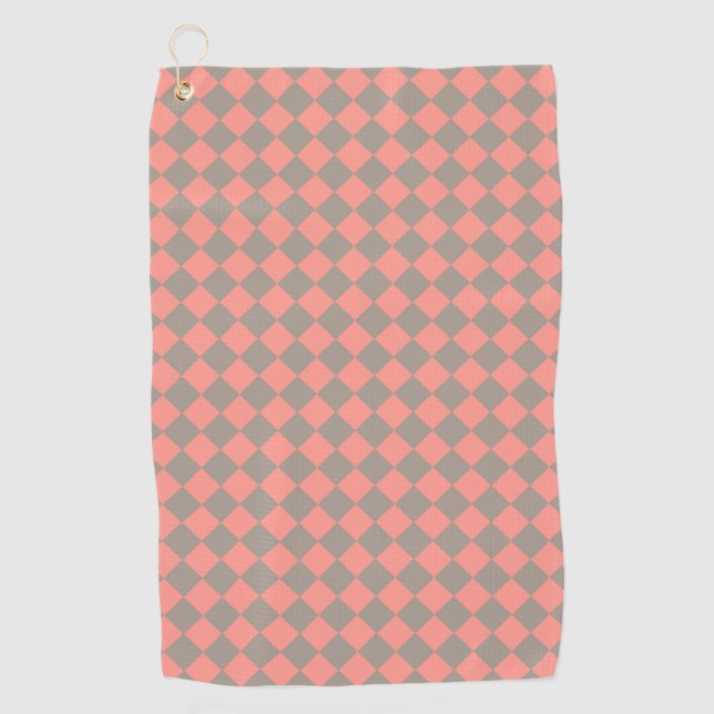 Toalla De Golf Coral Gray Checker Diamond Pattern (Anverso)