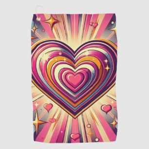 Toalla De Golf Corazón de arte pop de los años 70/San Valentín