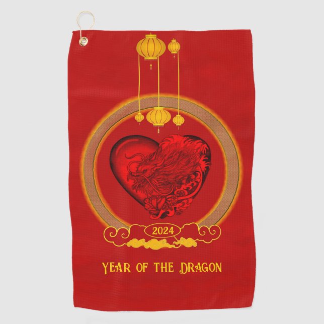 Toalla De Golf Corazón del dragón, Año del dragón (Anverso)