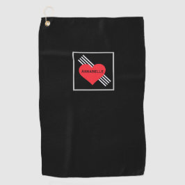 Toalla De Golf Corazón Rojo Cute Personalizado Nombre Moda Guay P