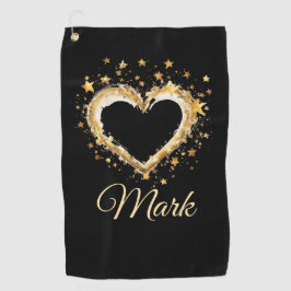 Toalla De Golf Corazones dorados para el golfista sobre el amor E