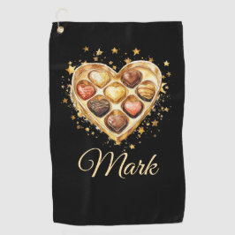 Toalla De Golf Corazones dorados para el golfista sobre el amor E