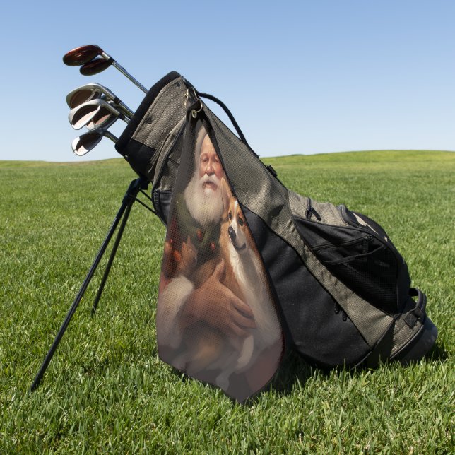 Toalla De Golf Corgi Con Navidades festivos de Santa Claus (Verde)