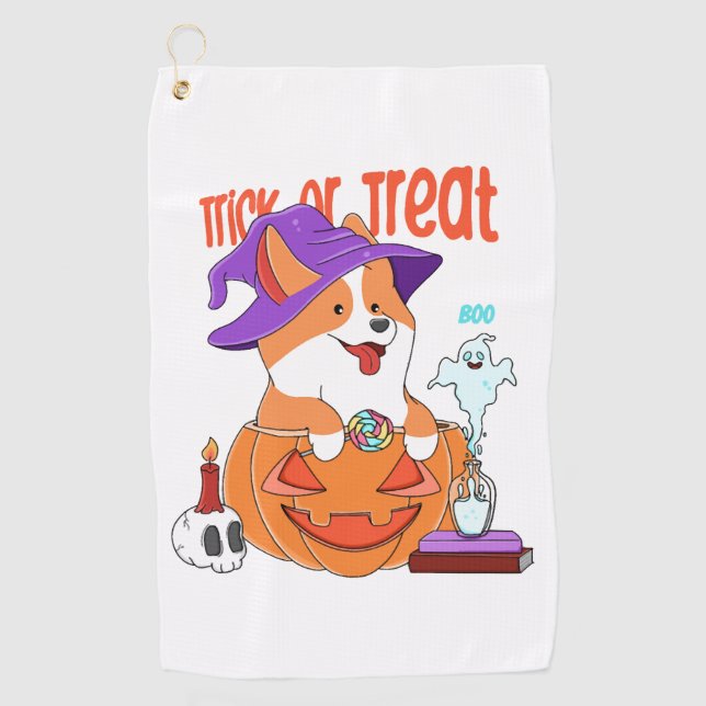 Toalla De Golf Corgi Halloween (Anverso)