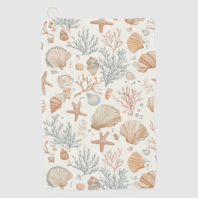 Toalla De Golf Costa Rústica - Aguas marinas, pez estrella, arrec (Anverso)