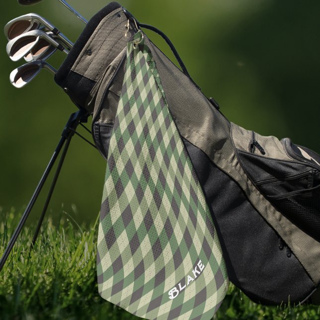 Toalla De Golf Crea tu propio golf personalizado (Personalized camo green golf towel with custom monogram — rugged, stylish, and perfect for golfers!)