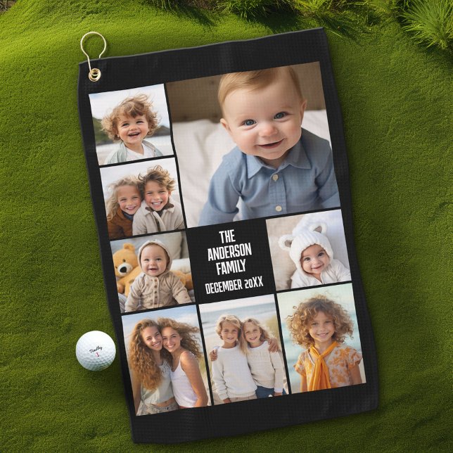 Toalla De Golf Crear un Collage de fotos Personalizado con 8 foto (Custom Golf Towel with Photo Collage)